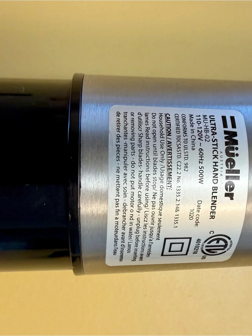 Mueller Electric Hand Mixer / Whisk - Stainless Silver & Black Ultra Stick